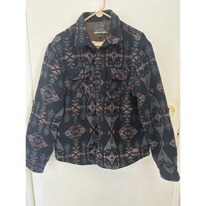 Jachs New York Men's Aztec Print Sherpa Lined Wool Blend Jacket Size L Winter